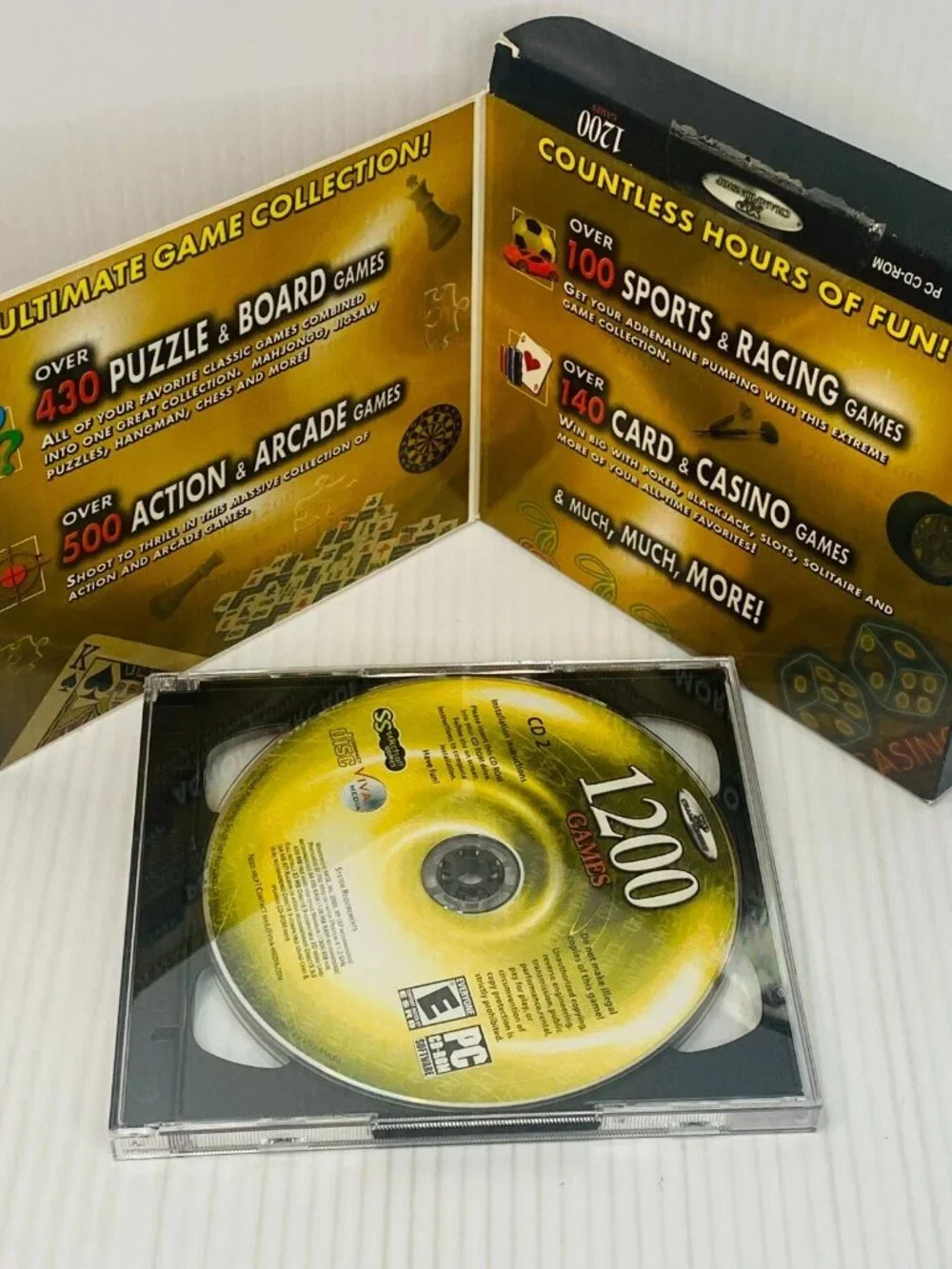 1200 Games Viva Media 2 Disc Set for PC Sports Action Board Arcade Casino Puzzle